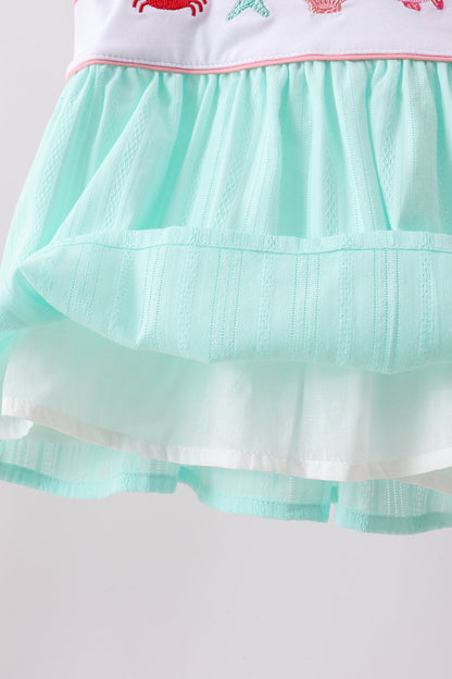 Green Marine Embroidered Jacquard Bloomer Set
