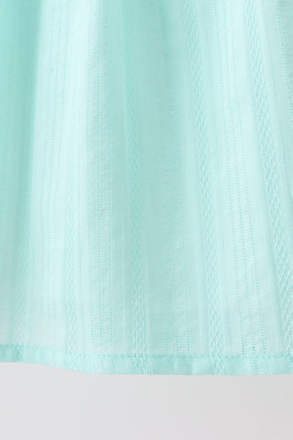 Green Marine Embroidered Jacquard Dress