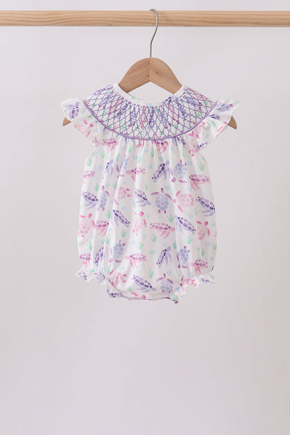 Purple Sea Turtle Smocked Bubble