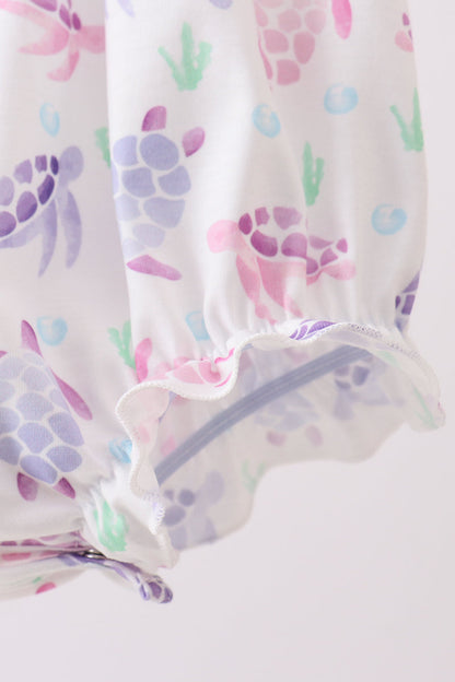 Purple Sea Turtle Smocked Bubble