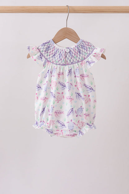 Purple Sea Turtle Smocked Bubble