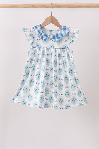 Blue Retro Floral Dress