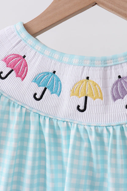 Blue Umbrella Smocked Set
