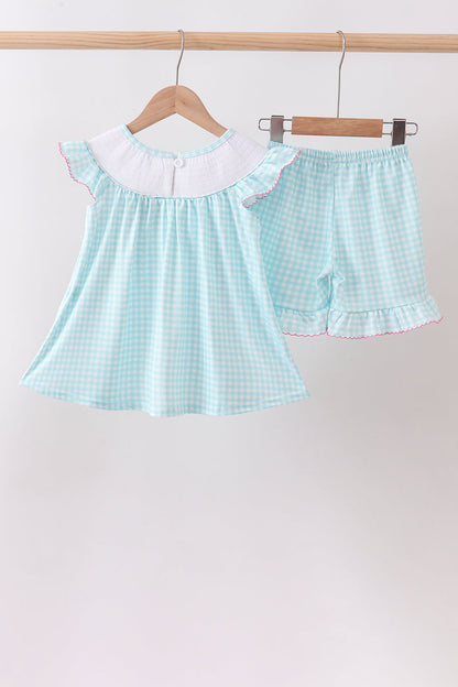 Blue Umbrella Smocked Set