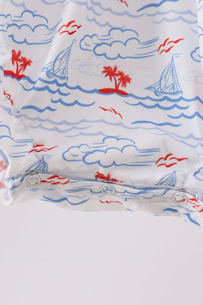 Blue Sailboat Smocked Bubble