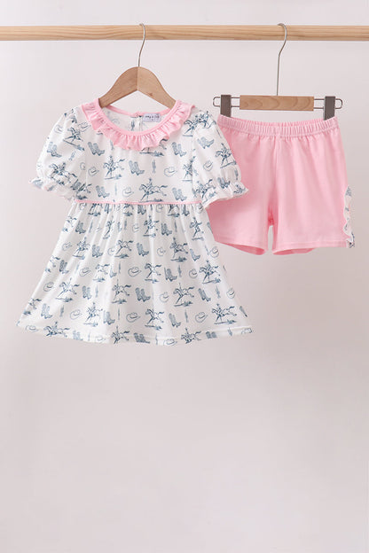 Pink Cowboy Ruffle Set