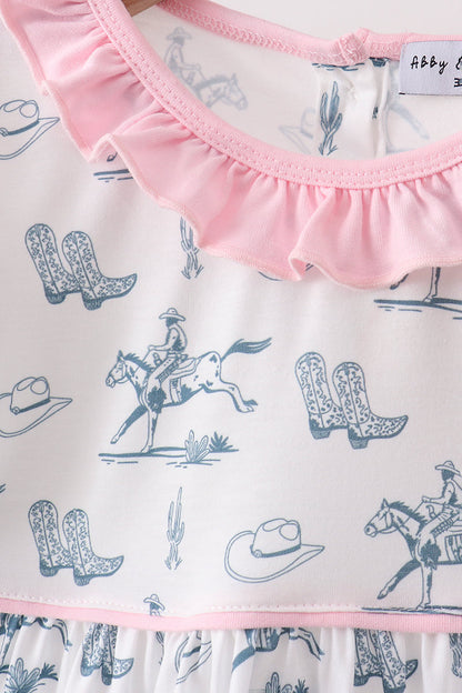 Pink Cowboy Ruffle Set