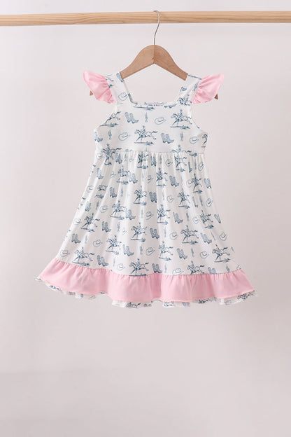 Pink Cowboy Ruffle Dress