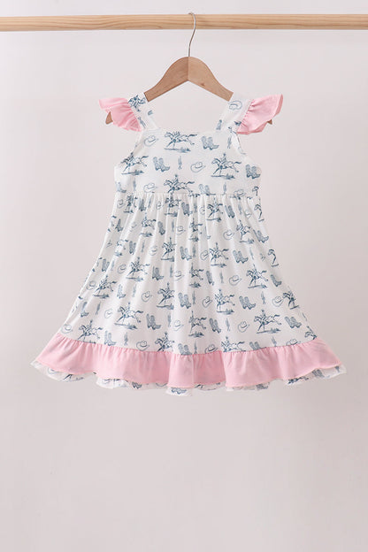 Pink Cowboy Ruffle Dress