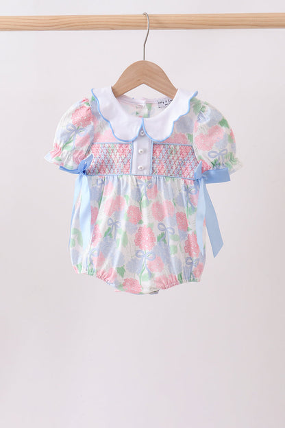 Blue Hydrangea Smocked Pearl Bubble