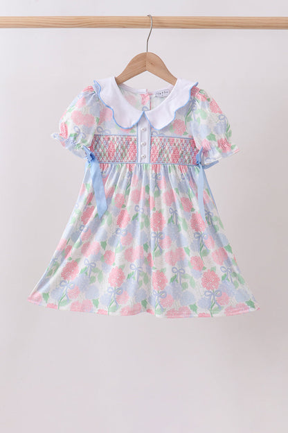 Blue Hydrangea Smocked Pearl Dress