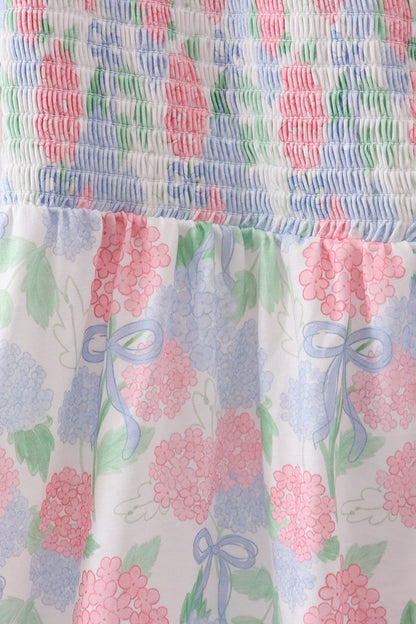 Blue Hydrangea Smocked Women Dress