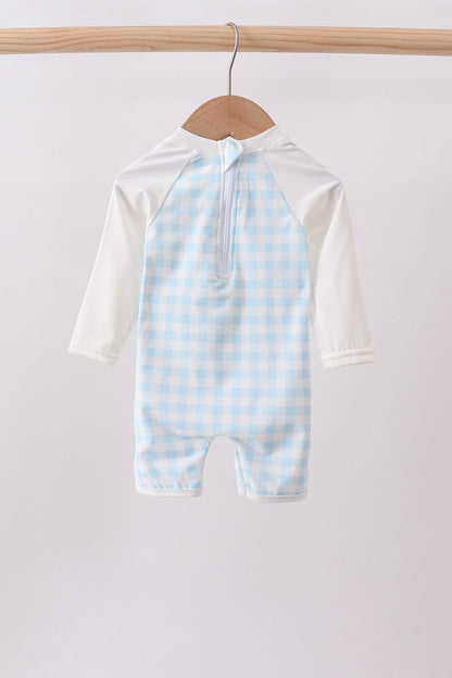 Blue Plaid UPF Swim One-Piece