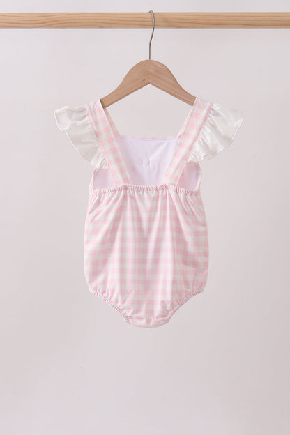 Pink Plaid Bow UPF Swim One-Piece