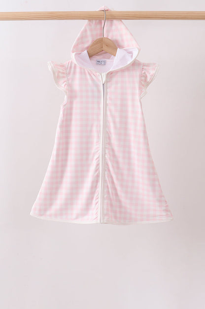 Pink Plaid UPF Swim Coverup