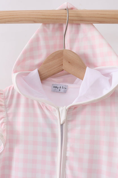 Pink Plaid UPF Swim Coverup