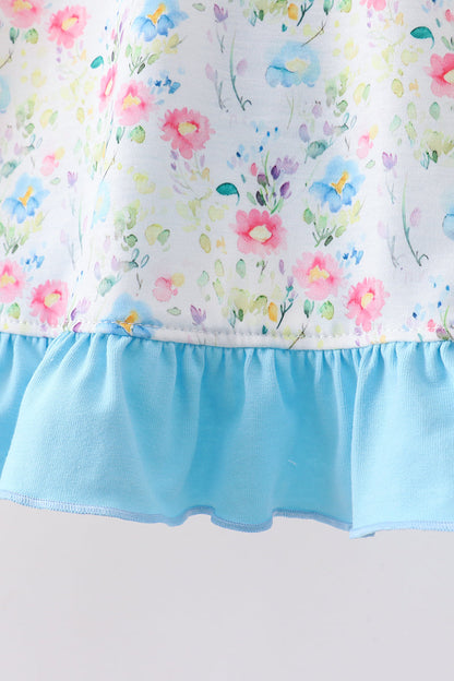 Blue Floral Ruffle Set