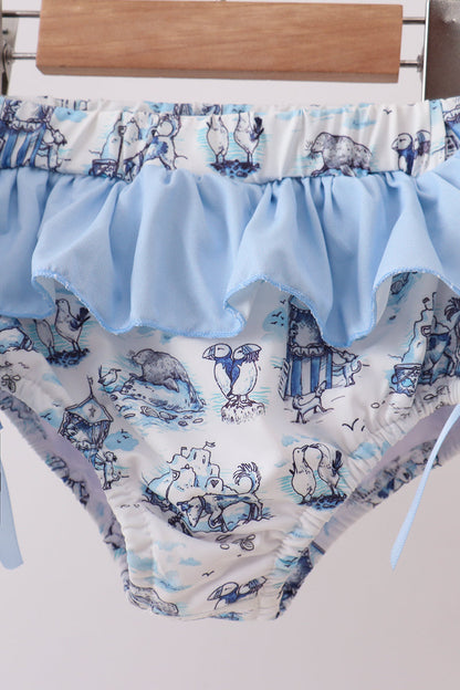 Blue Beach Smocked UPF Swim Set