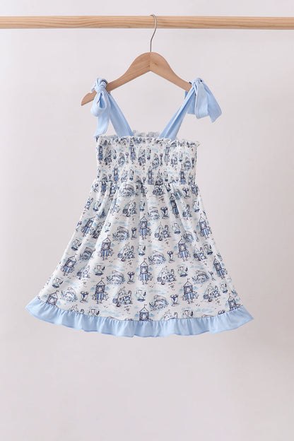 Blue Beach Smocked Dress