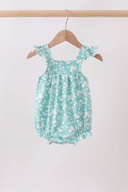 Sage Floral Smocked Bubble