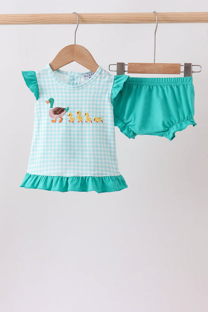 Green Mallard Embroidered Bloomer Set