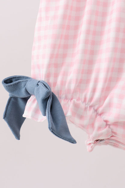 Pink Apple Plaid Embroidered Bubble