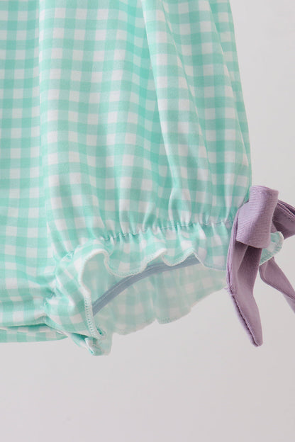 Mint Puppy Plaid Embroidered Bubble