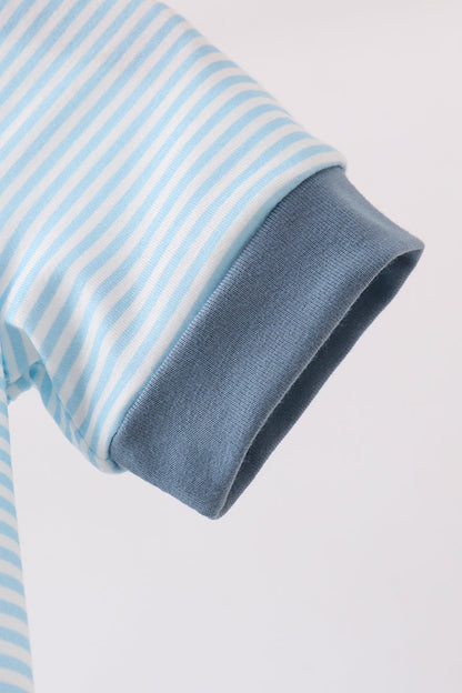 Blue Police Car Stripe Embroidered Bubble