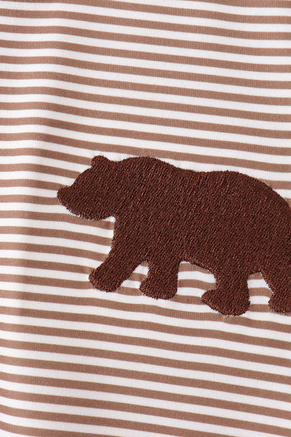 Brown Bear Stripe Embroidered Set
