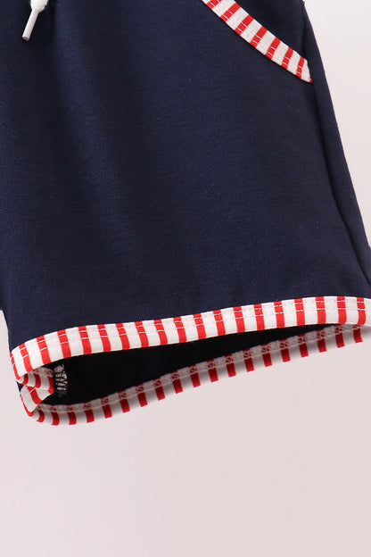 Red Stripe Car Embroidered Set