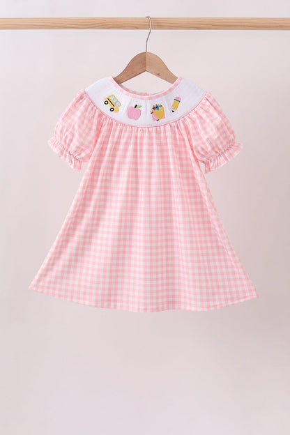 Pink Apple Bus Smocked Dress