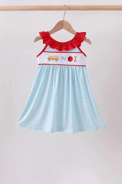 Blue Apple Pencil Embroidered Dress
