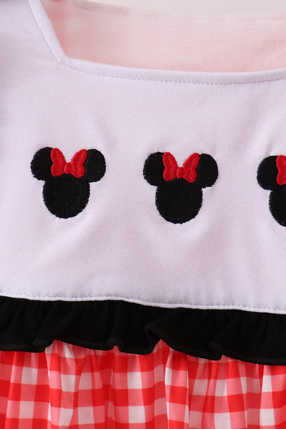 Red Character Plaid Embroidered Bloomer Set