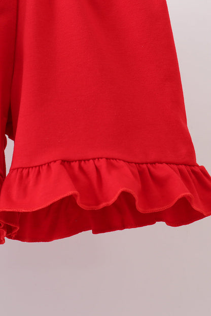 Blue Apple Appliqué Ruffle Set