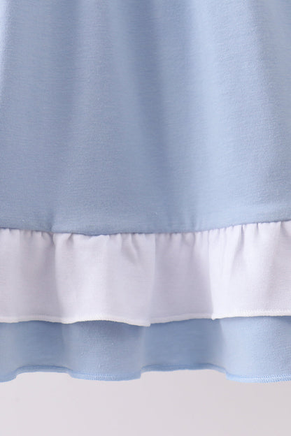 Blue Apple Embroidered Dress