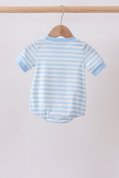Blue Stripe Apple Book Appliqué Bubble
