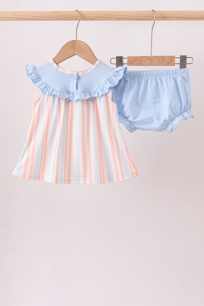 Seashell Stripe Embroidered Bloomer Set