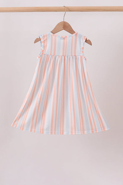 Seashell Stripe Embroidered Dress