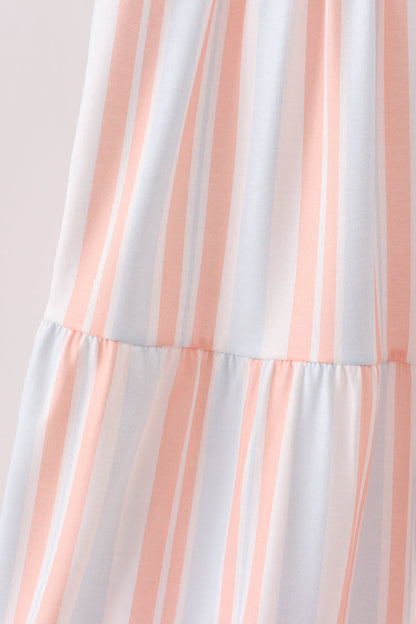 Multicolored Stripe Smocked Tiered Women Dress
