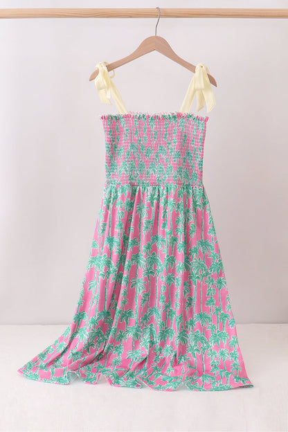 Palm Tree Smocked Women Dress