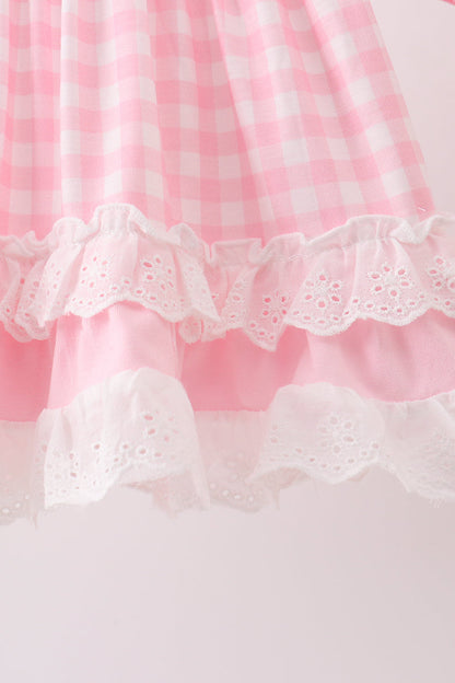 Pink Pencil ABC embroidery gingham bloomer set