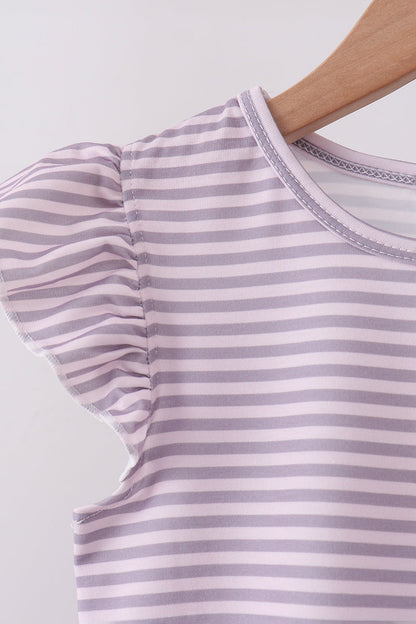 Purple Stripe Ruffle Set