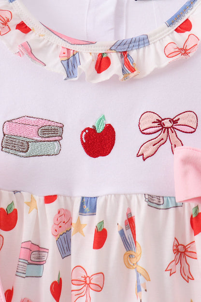 Pink Apple Embroidered Dress