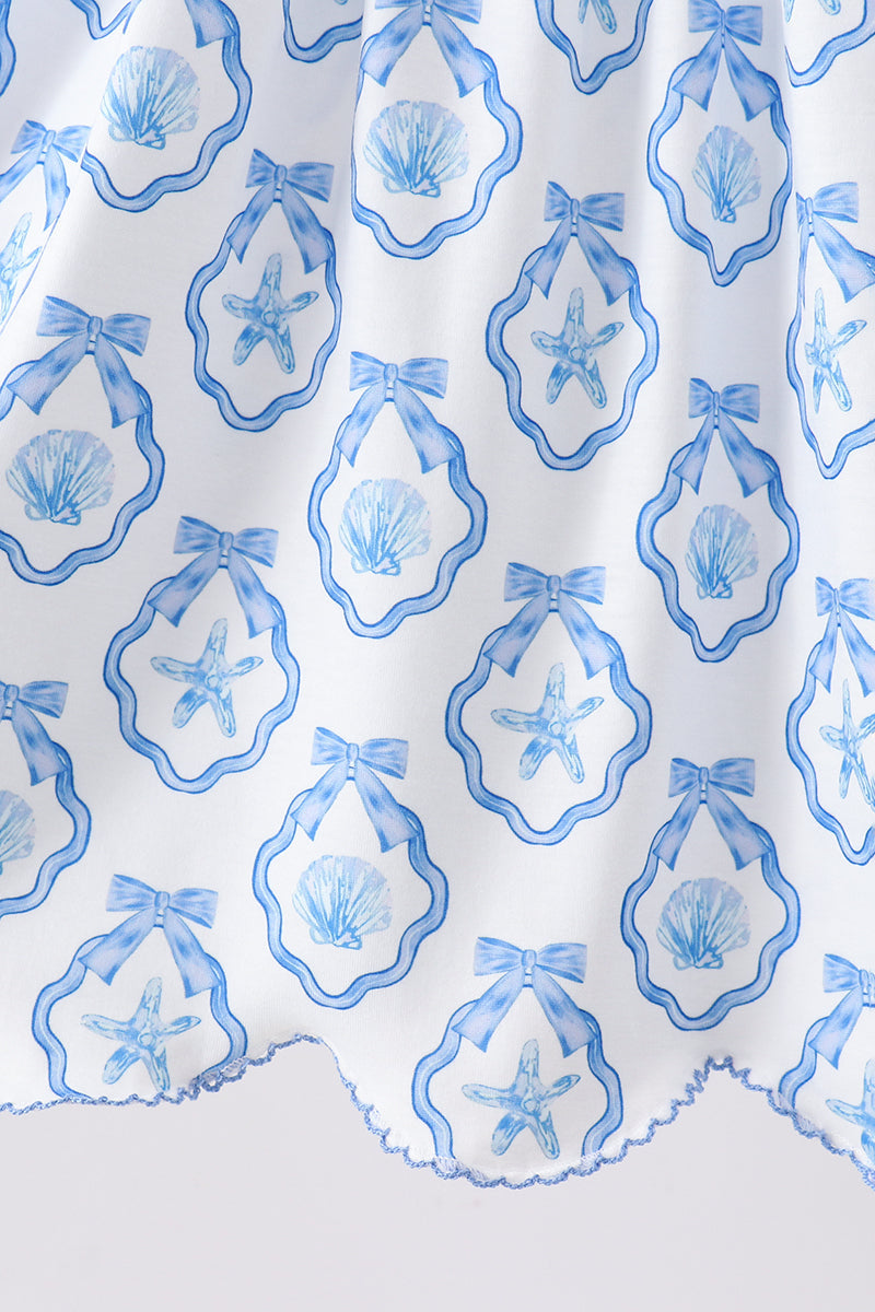 Blue Shells Embroidered Dress