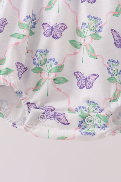 Purple Butterfly Applique Ruffle Bubble