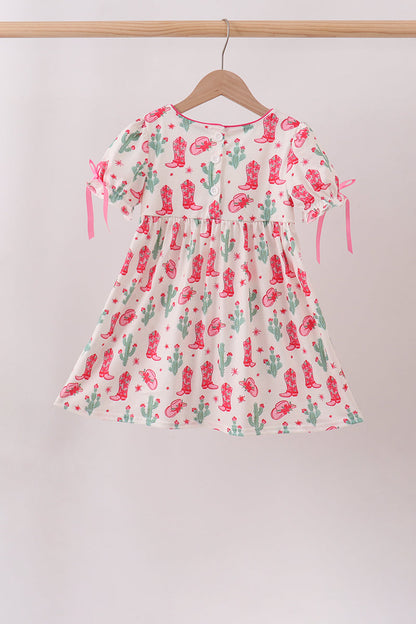 Pink Boots Smocked Dress