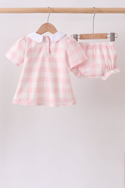 Pink Gingham Bloomer Set