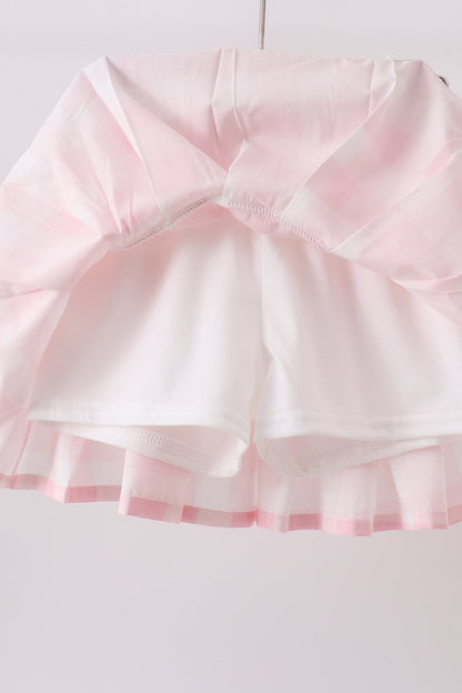 Pink Gingham Skorts Set