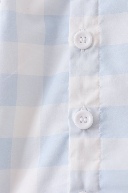 Blue Gingham Shorts Set