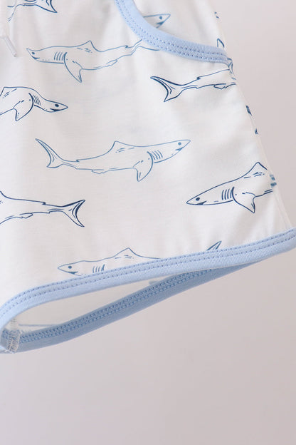 Blue Shark Print Shorts Set